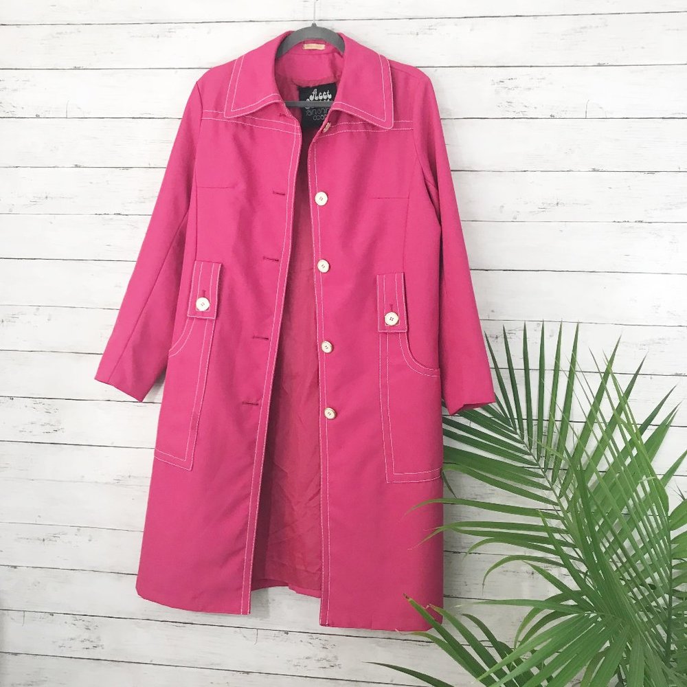 Fleet Street Hot Pink Rain/Shine Vintage Coat 10R - Picture 1 of 5